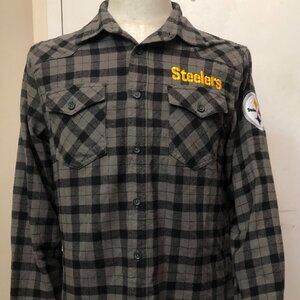 Pittsburgh Steelers NFL x Darius Rucker Fanatics Gray Flannel Button-Up Shirt Si
